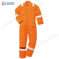 Coverall, Polyester, Orange, Lapel Collar