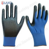 Nitrile Coated Gloves, 13 Guage Dimple Nylon Liner