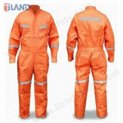 Coverall, Polyester, Orange, Mandarin Collar