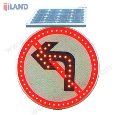 Solar Traffic Sign, No Left Turn Sign