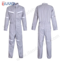 Coverall, Polyester, Grey, Mandarin Collar